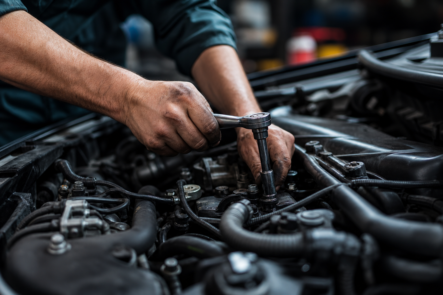 Mecânico a trabalhar num motor